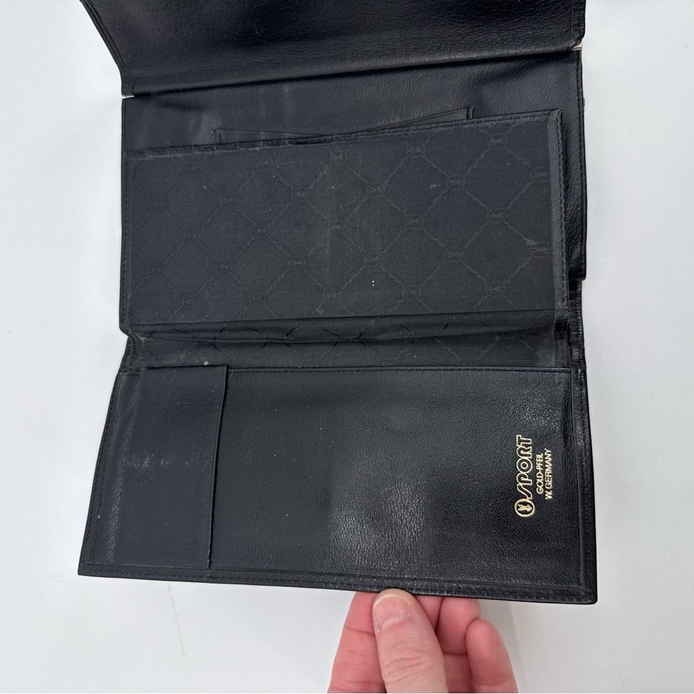 Gold Pfeil Sport Genuine Leather Wallet Black Made in Germany Vintage - Picture 11 of 14